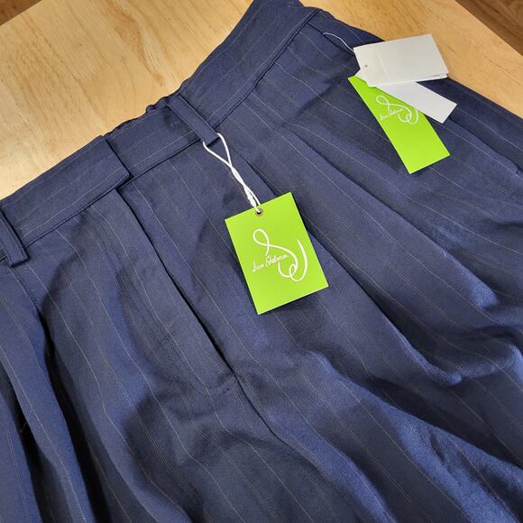 Sam Edelman Laila Pants Pinstripe Elastic Waist Pockets Viscos Nylon Size 16 - Picture 6 of 16